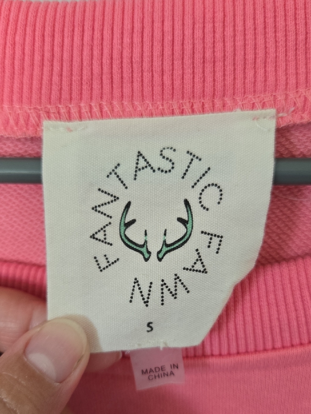 Fantastic Fawn | Bright Pink Smile Oversized Sweatshirt Size Small - Picture 8 of 9
